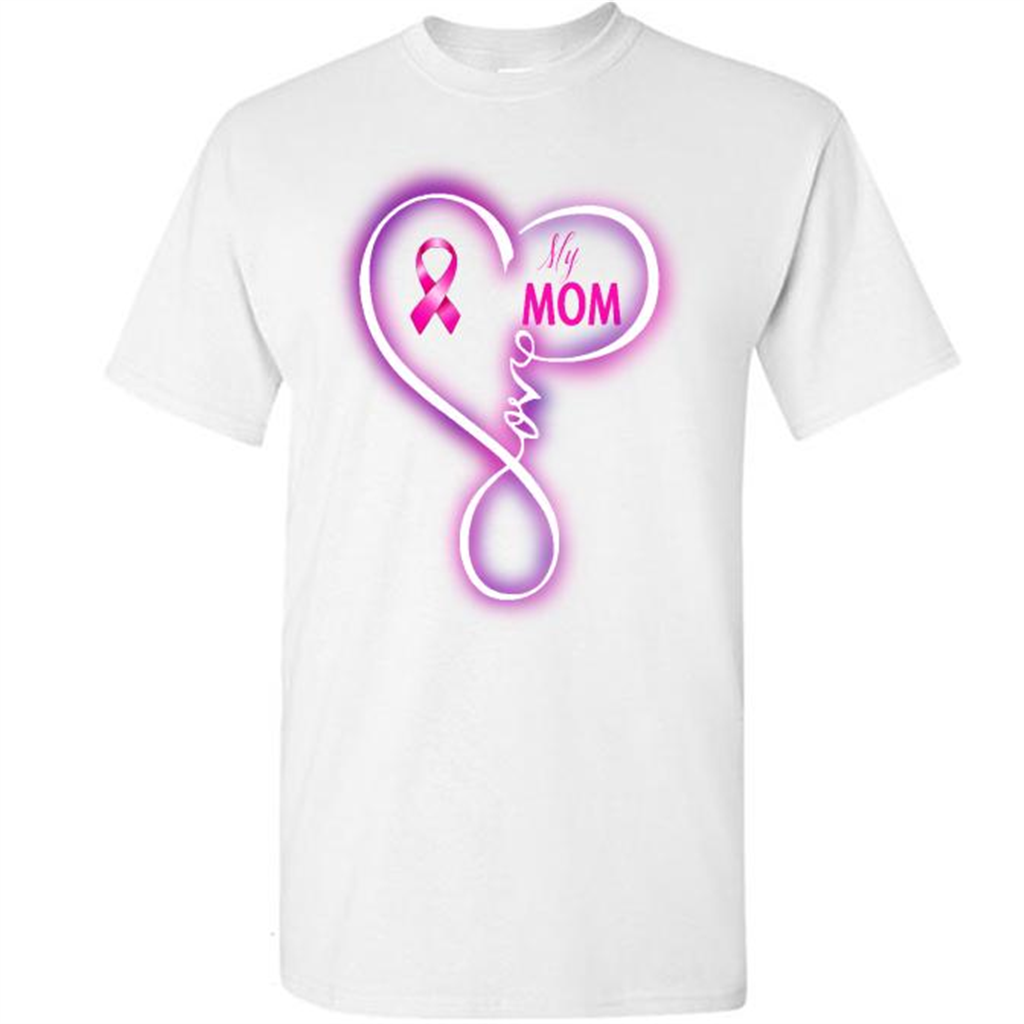 Love My Mom Cancer Warrior, Love Heart Infinity Embroidery - Short Sleeve Shirt