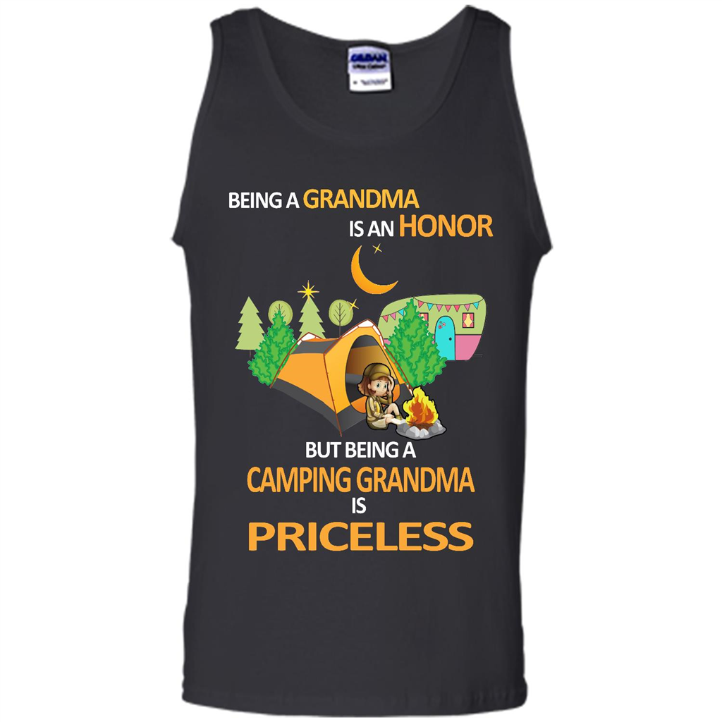 Happy Camper Being A Grandma Is An Honor But Being A Camping Grandma Is Priceless - Canvas Unisex Tank Shirts