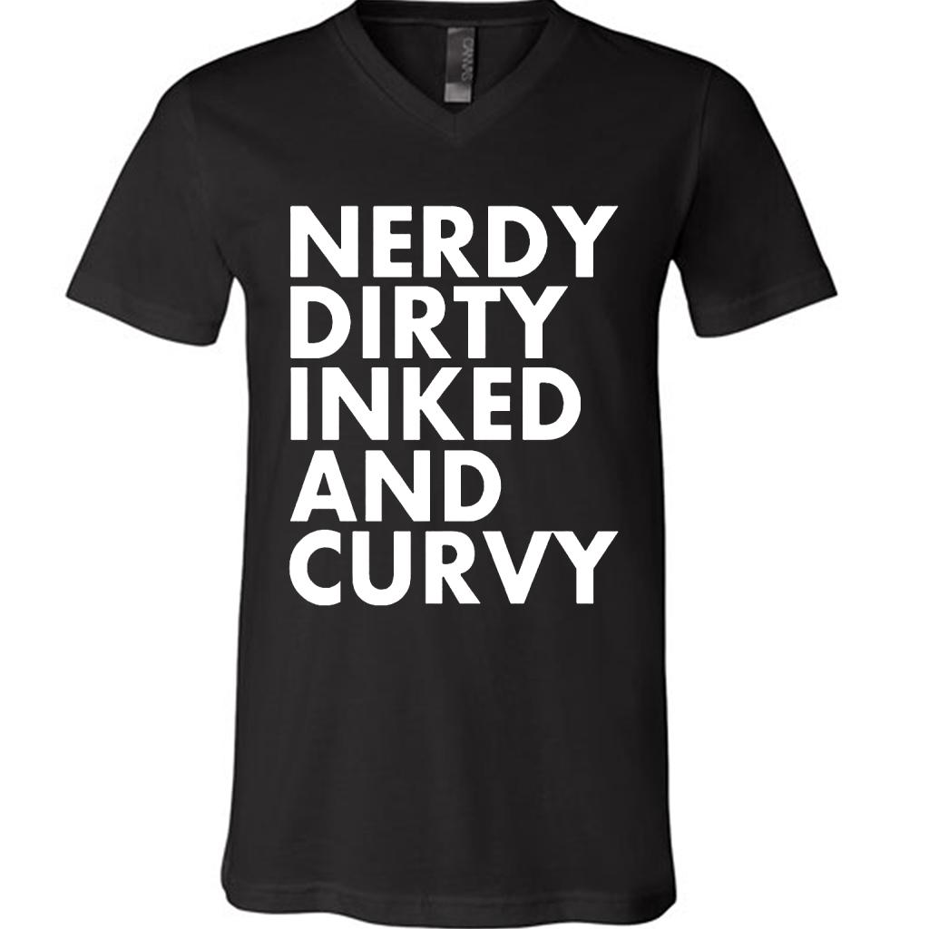 Nerdy Dirty Inked And Curvy - Canvas Unisex Shirt