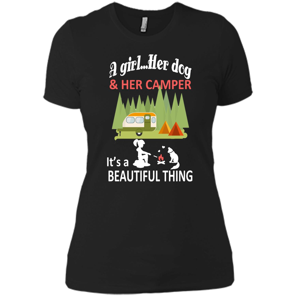 Camping A Girl Her Dog And Her Camper - District Made Shirt