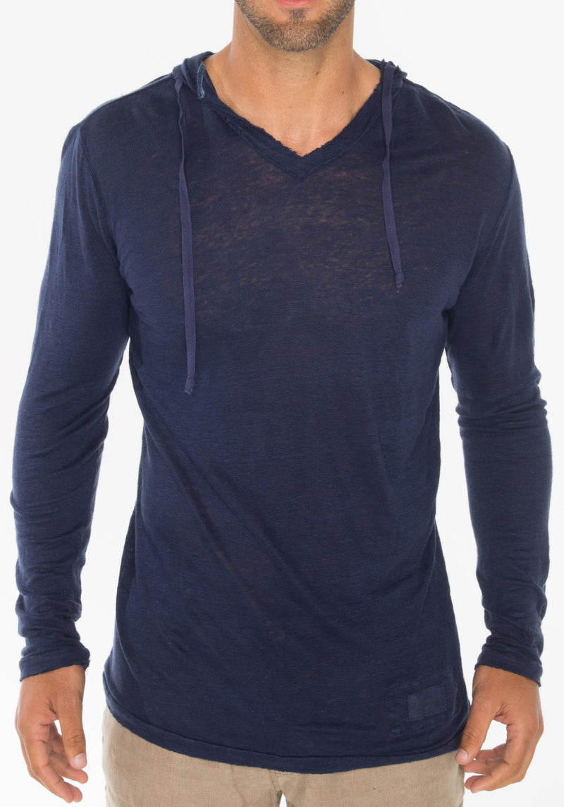 #1118 Linen Long sleeve hoodie T-Shirt for Men Italian Style Jersey li ...