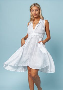 womens white sleeveless dress