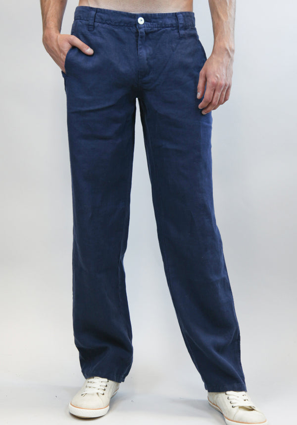 Men's linen pants PALERMO in Blue melange