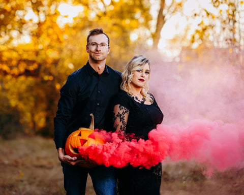 halloween gender reveal smoke bomb pumpkin