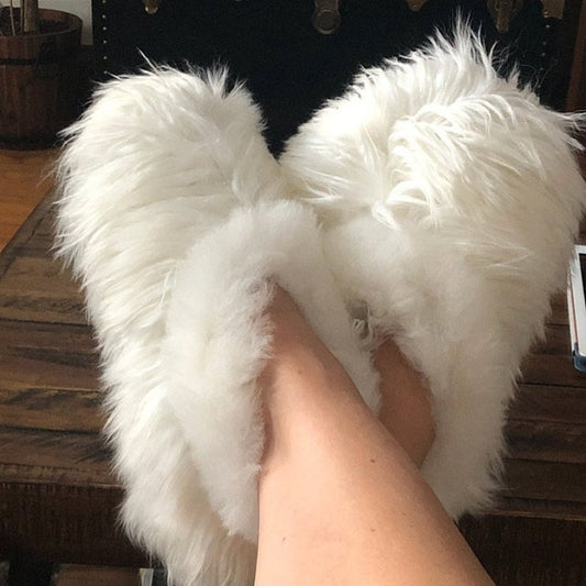 Fuchsia Alpaca fur slippers warm & soft