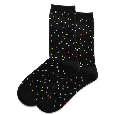 5 or 10 Pack Womens Black Cotton Socks with Pattern Sole Bows Hearts and  Dots