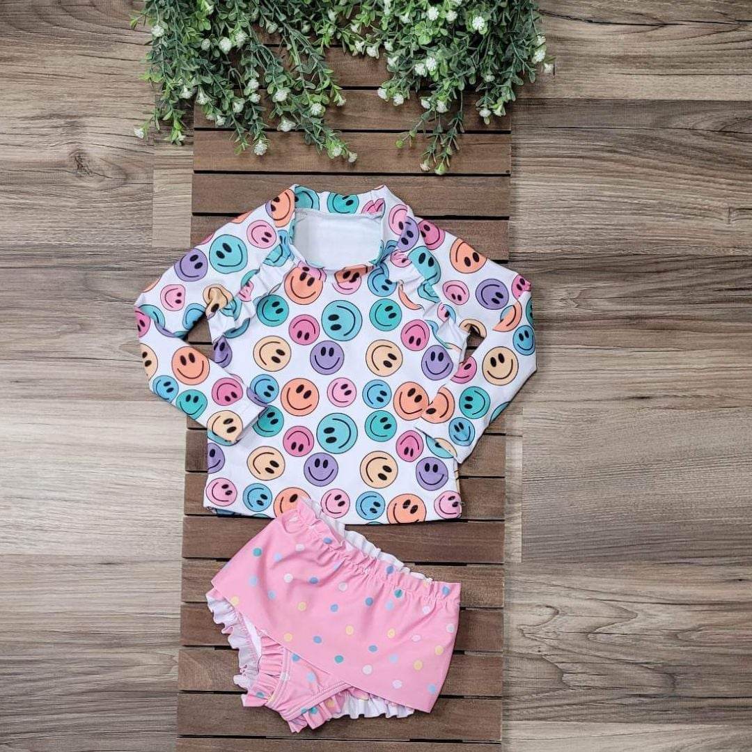 Smiley Long Sleeve Swim Set