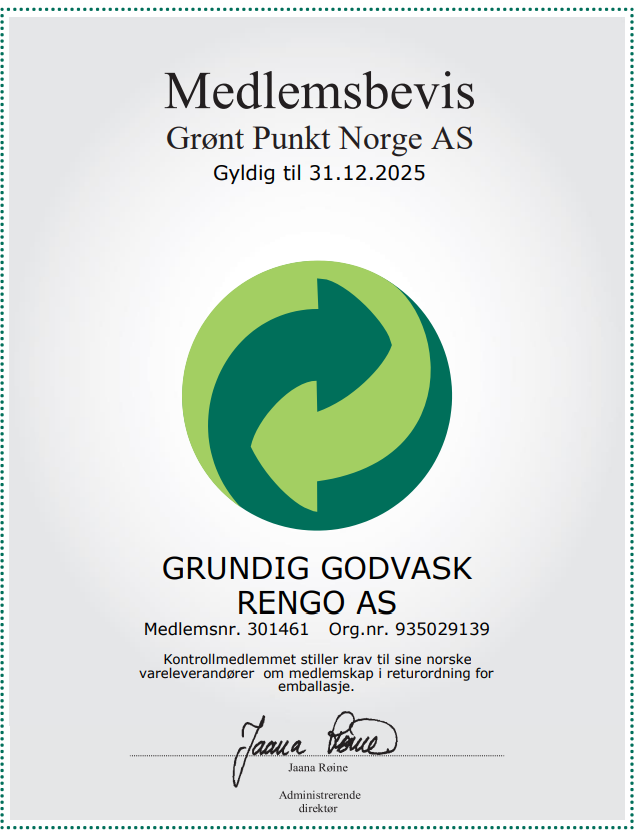 Grønt Punkt Norge medlemsbevis
