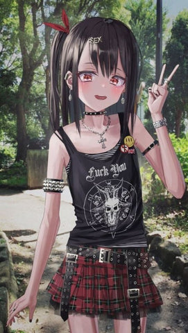 goth anime girl with emo goth style