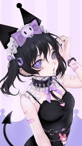 goth anime girl with pastel goth style
