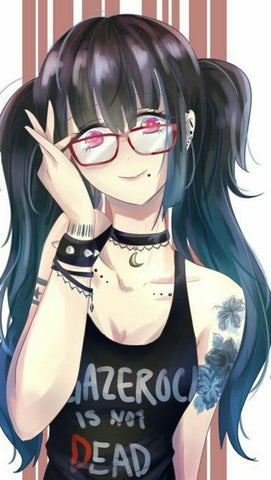 goth anime girl with casual goth style