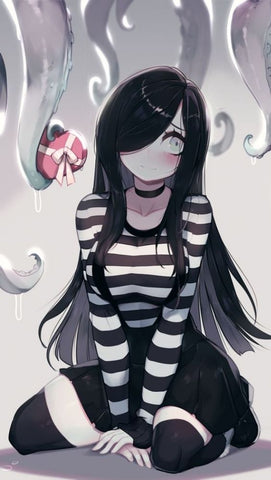 goth anime girl with casual goth style