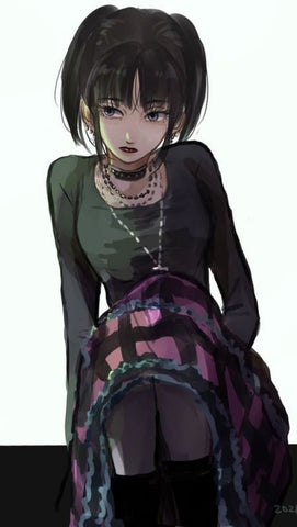 goth anime girl with casual goth style
