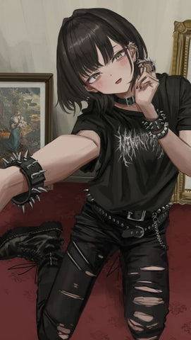 goth anime girl with trad goth style