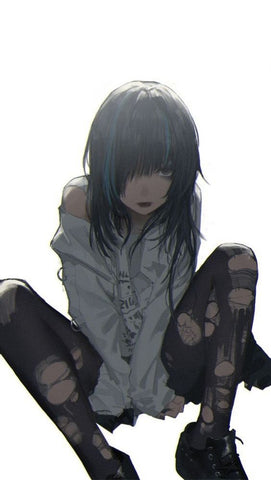 goth anime girl with grunge goth style