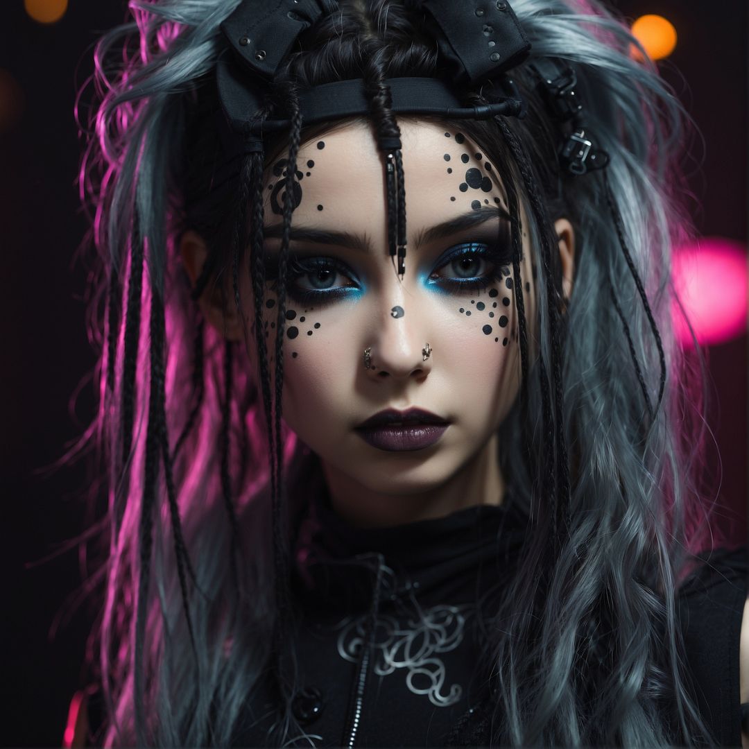 cyber goth girl wearing cybergoth makeup