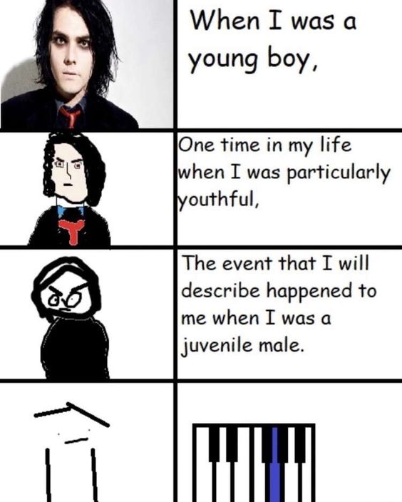 emo meme 1 when i was a young boy my chemical romance