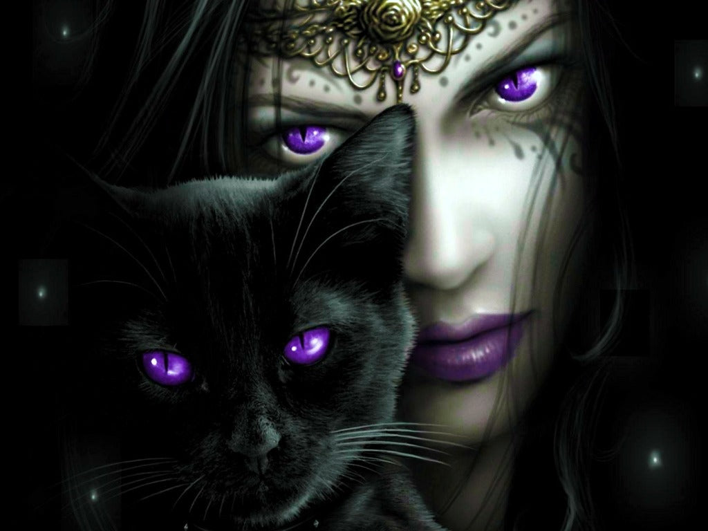gothic girl and her cat