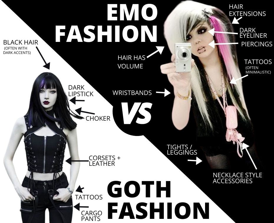 goth girls vs emo girls visual comparison 