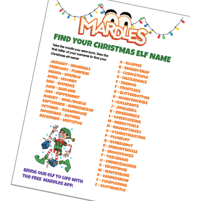 Find Your Elf Name Chart