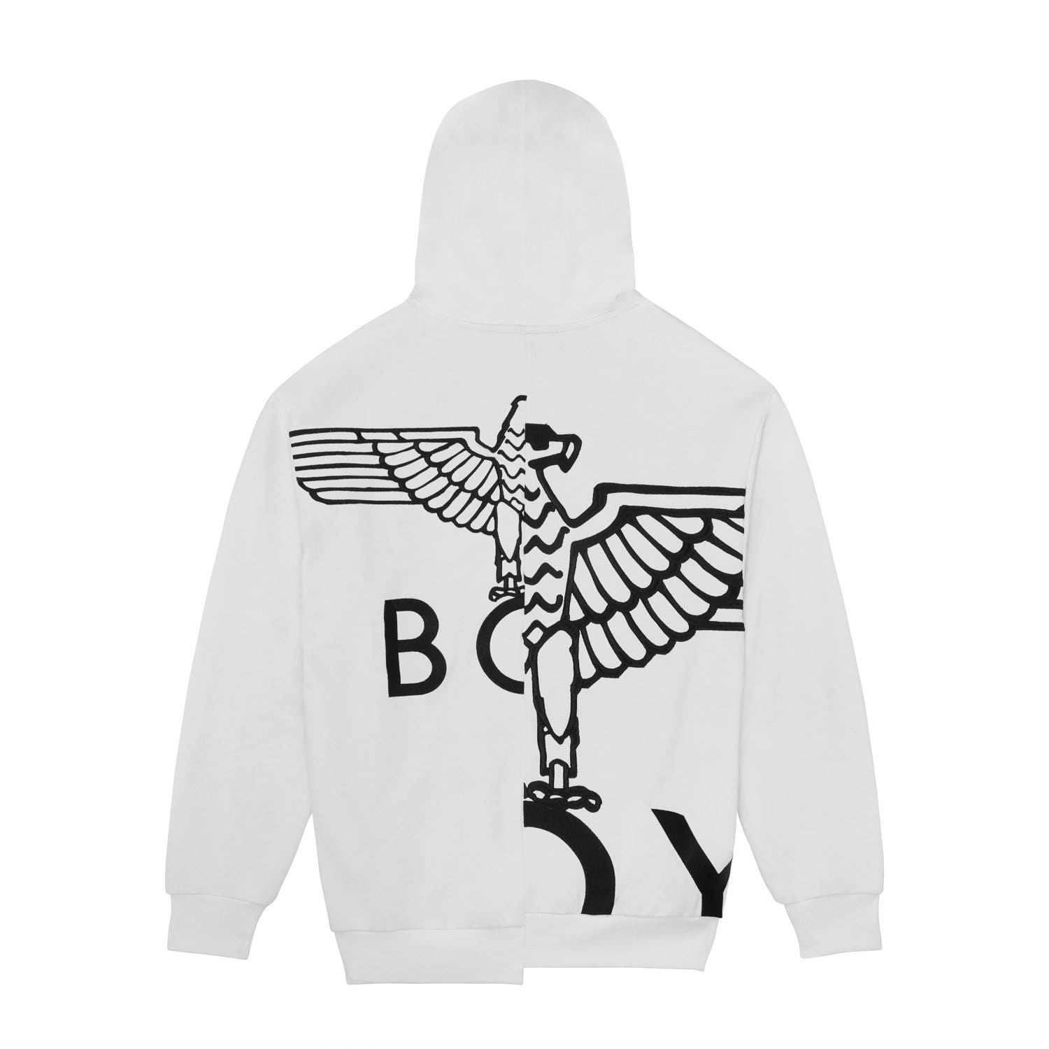 Image of BOY EAGLE TYPO EMBROIDERY HOOD - WHITE