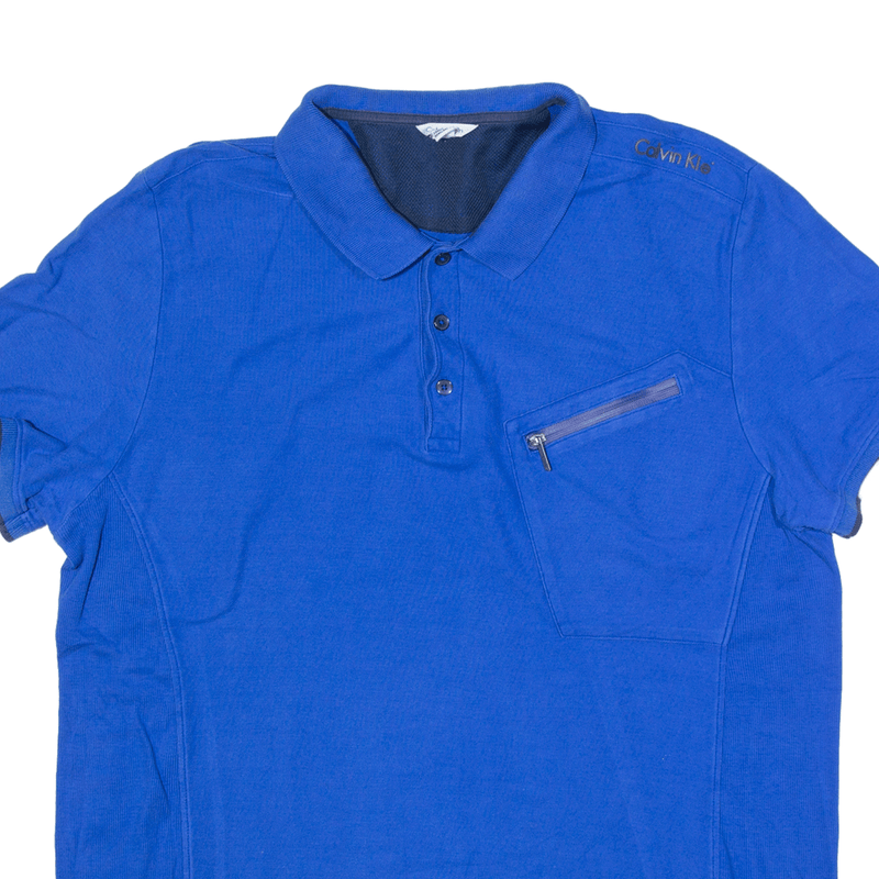 CALVIN KLEIN Polo Shirt Blue Short Sleeve Mens L