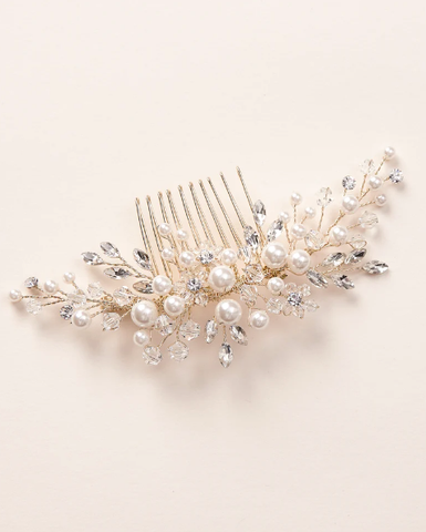 Bridal comb with srystals and flowers best accessories high quality
