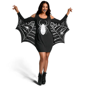 Women's Glow in The Dark Halloween Bat Wings Costume Dress - Spooktacular Creations