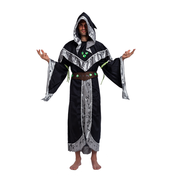 Cross Priest Costume Black Halloween Party Cosplay Robe Gown with Belt ...