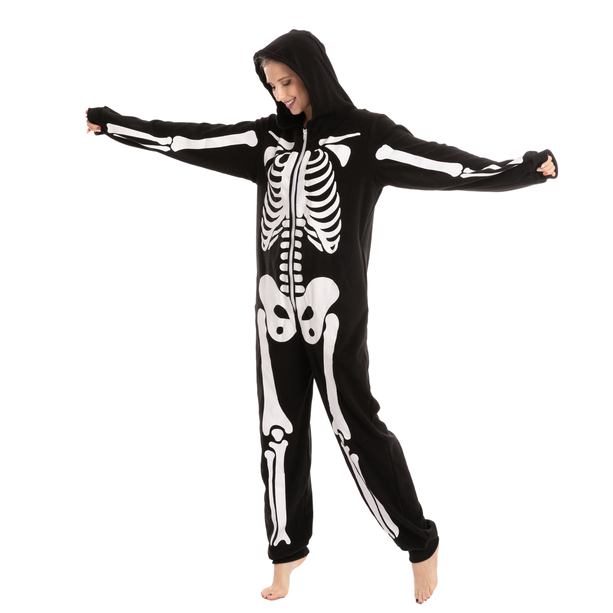 Skeleton Plush Pajamas Onesie - Adult | Spooktacular Creations