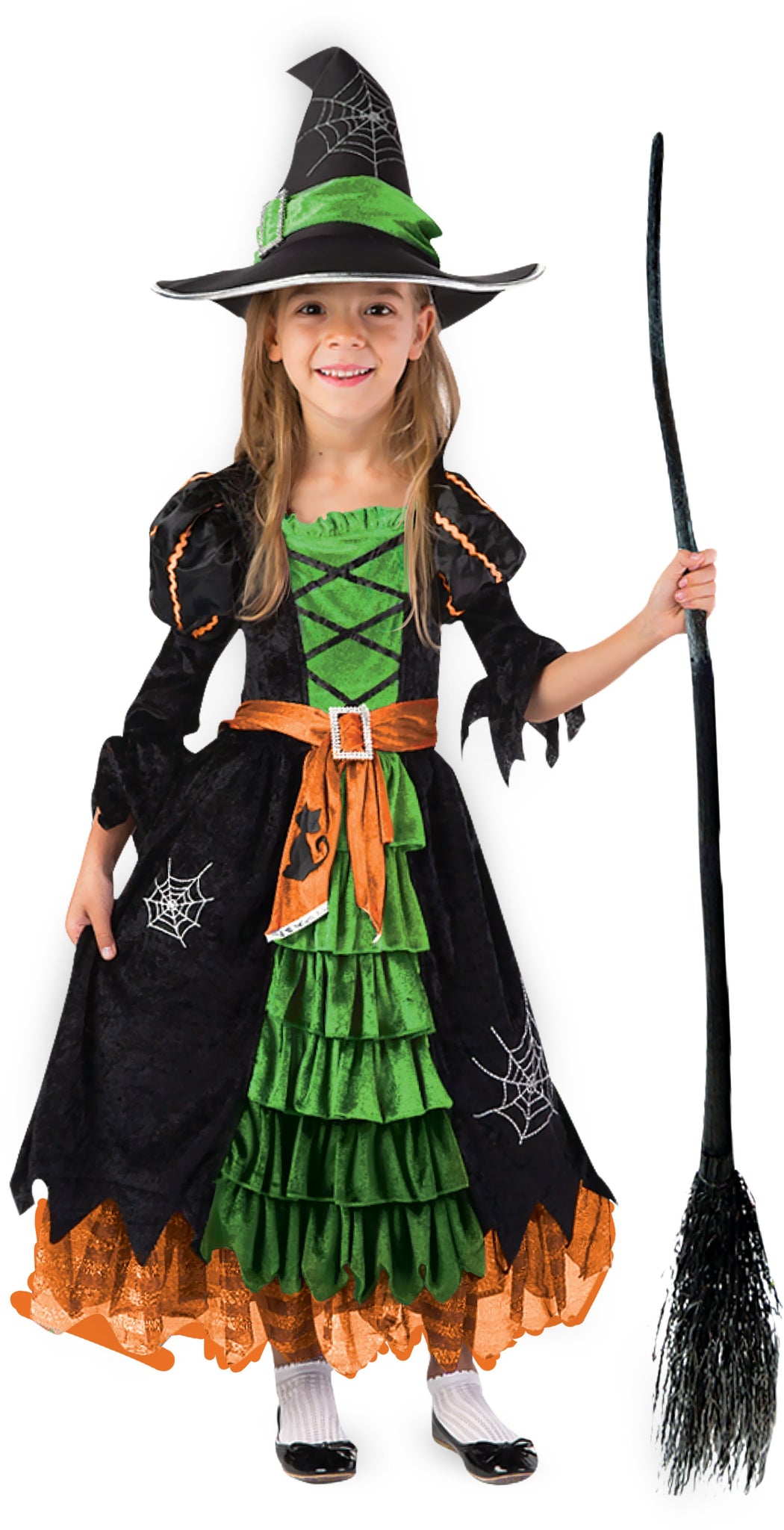 Fairytale Green Cute Witch Dress Halloween Costume Deluxe Set with Hat ...