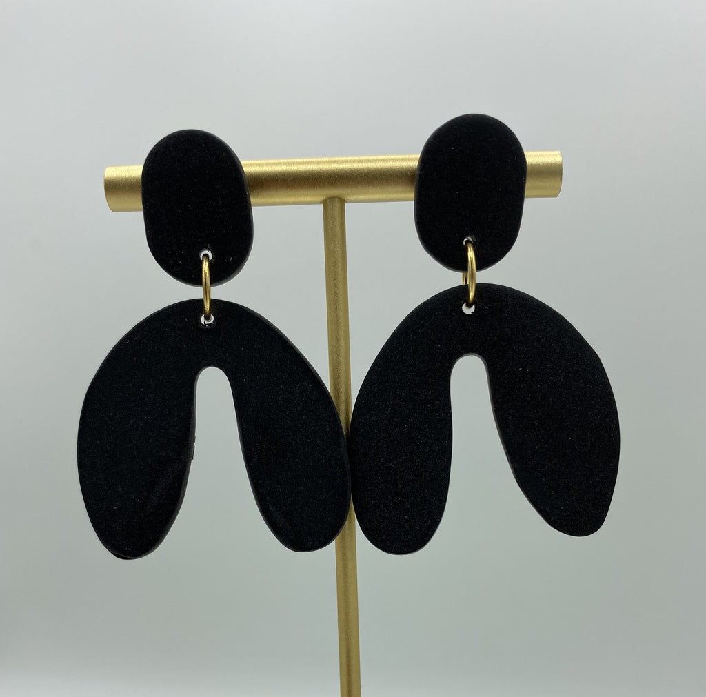 Margo in Black, Polymer Clay Earrings, Minimalist Earrings, Earrings for Brides, Unique Gifts