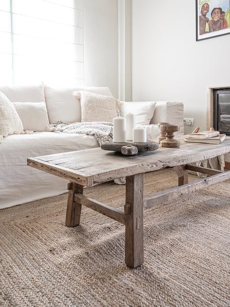 Home decor trends 2020 linen sofa and jute rug