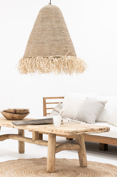 Boho style raffia lamp to balcony or terrace