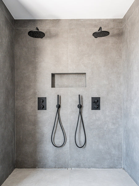 Cement grey bathroom walls