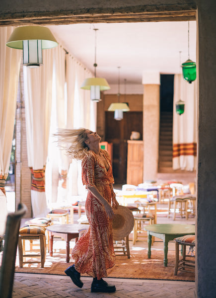 Zoco Home founder Johanna Weckström in Marrakech surrounded by Beautiful Interior