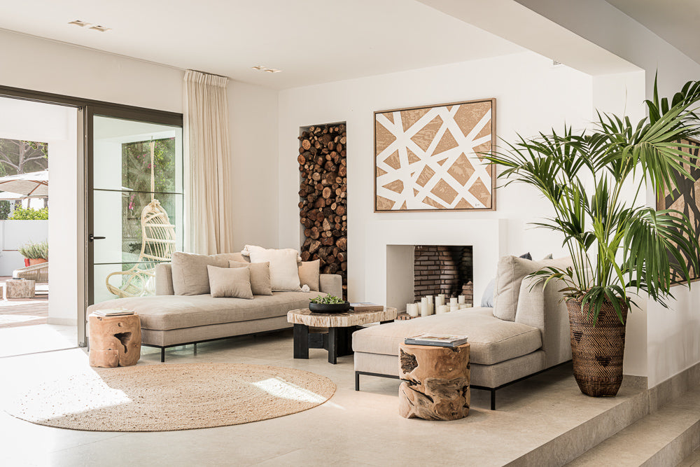 Natural scandinavian Boho style living room in Marbella