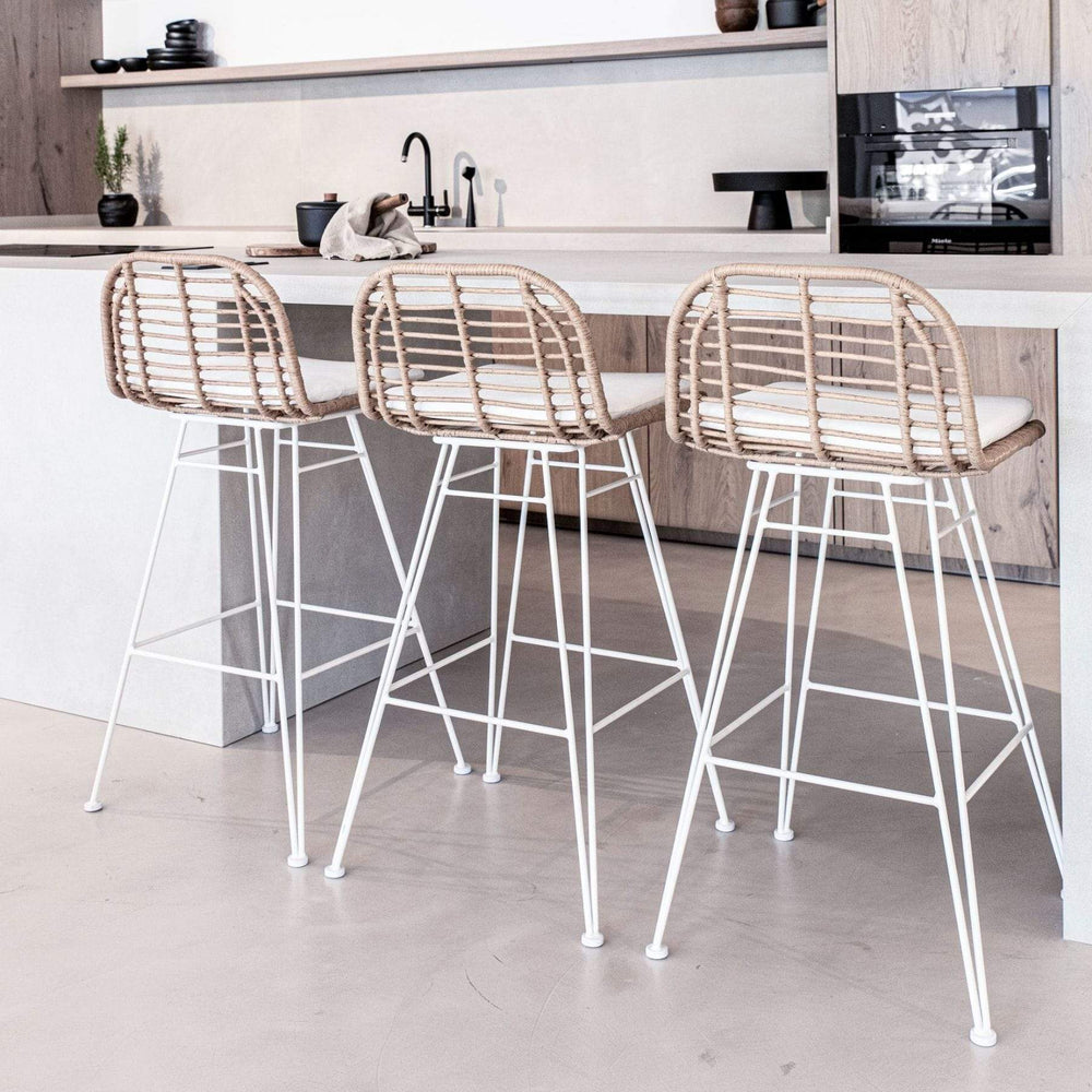 white bar stools outdoor