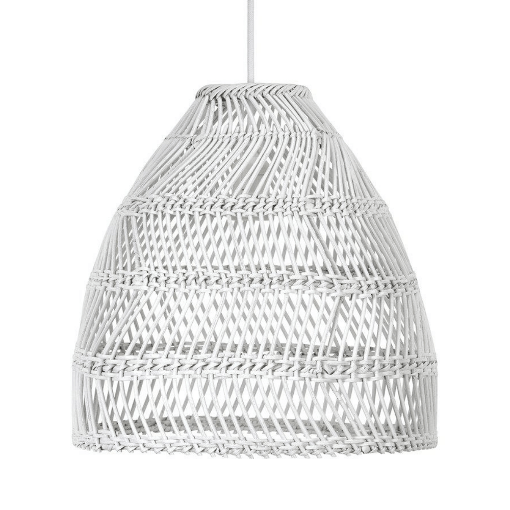 white wicker hanging lamp