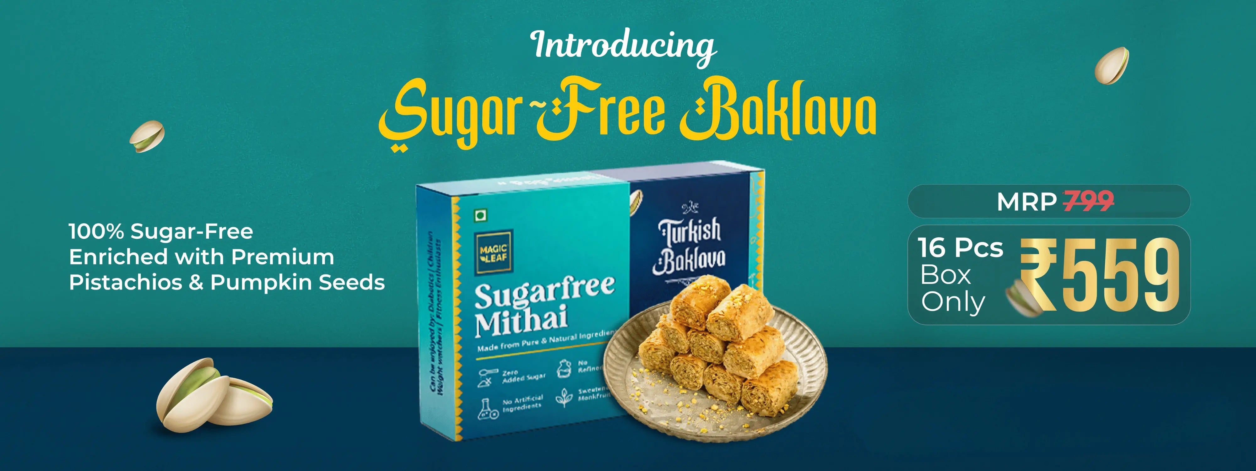 Sugarfree Turkish Baklava by Magicleaf - Luxury Mithai Launch