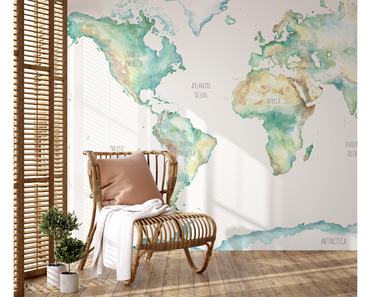 World Map Mural Wallpaper Maison Margot 3904
