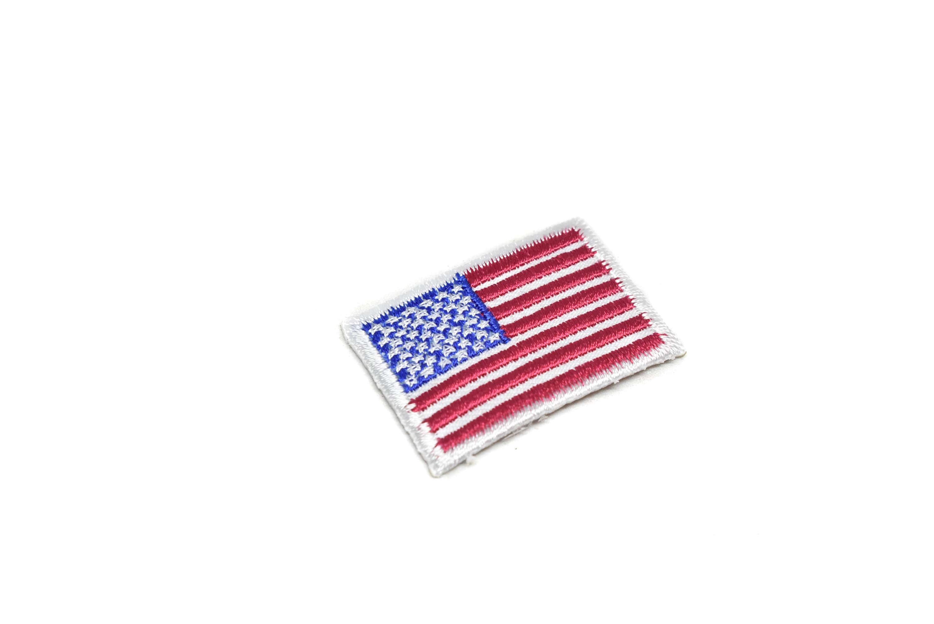 Small American Flag - Gold Border - Iron on Applique/Embroidered Patch 