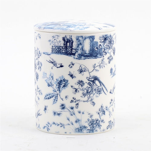Blue & White Toile de Jouy Candle Porcelain Jar