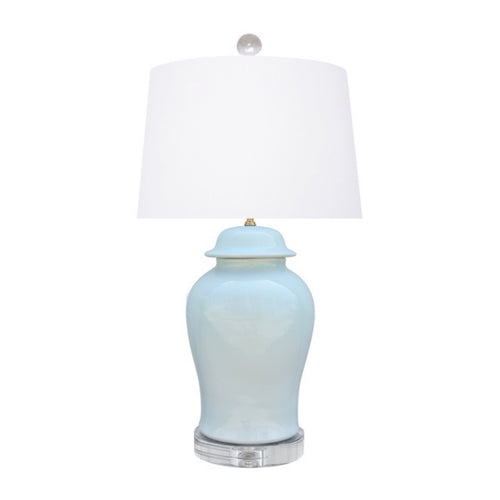 Porcelain Palladian Blue Temple Jar Lamp w/ Crystal Base