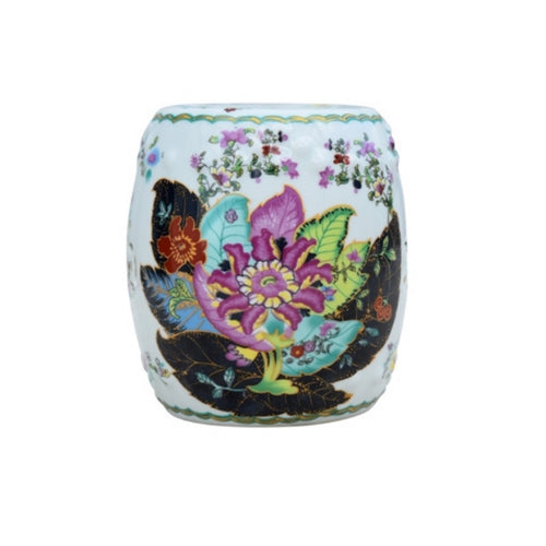 Multicolor Flower Porcelain Mini Garden Stool