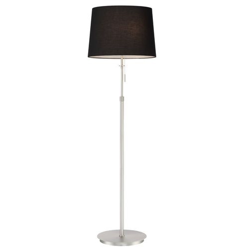 X3 Floor Lamp in Satin Nickel with Black Shade