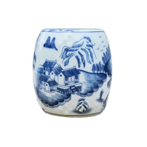 Blue & White Porcelain Canton Mini Garden Stool