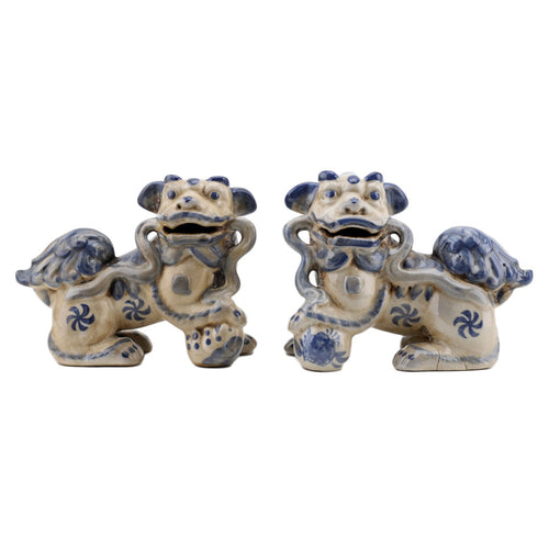 Lucky FOO Dogs in Blue and White - Set of 2