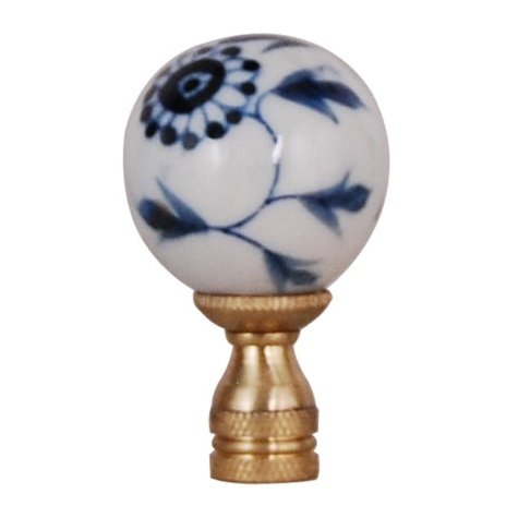 Blue & White Daisy Flower Porcelain Finial