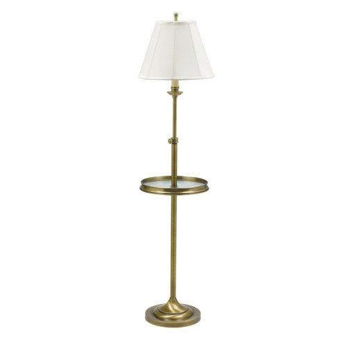 Club Adjustable Antique Brass Floor Lamp with Glass Table